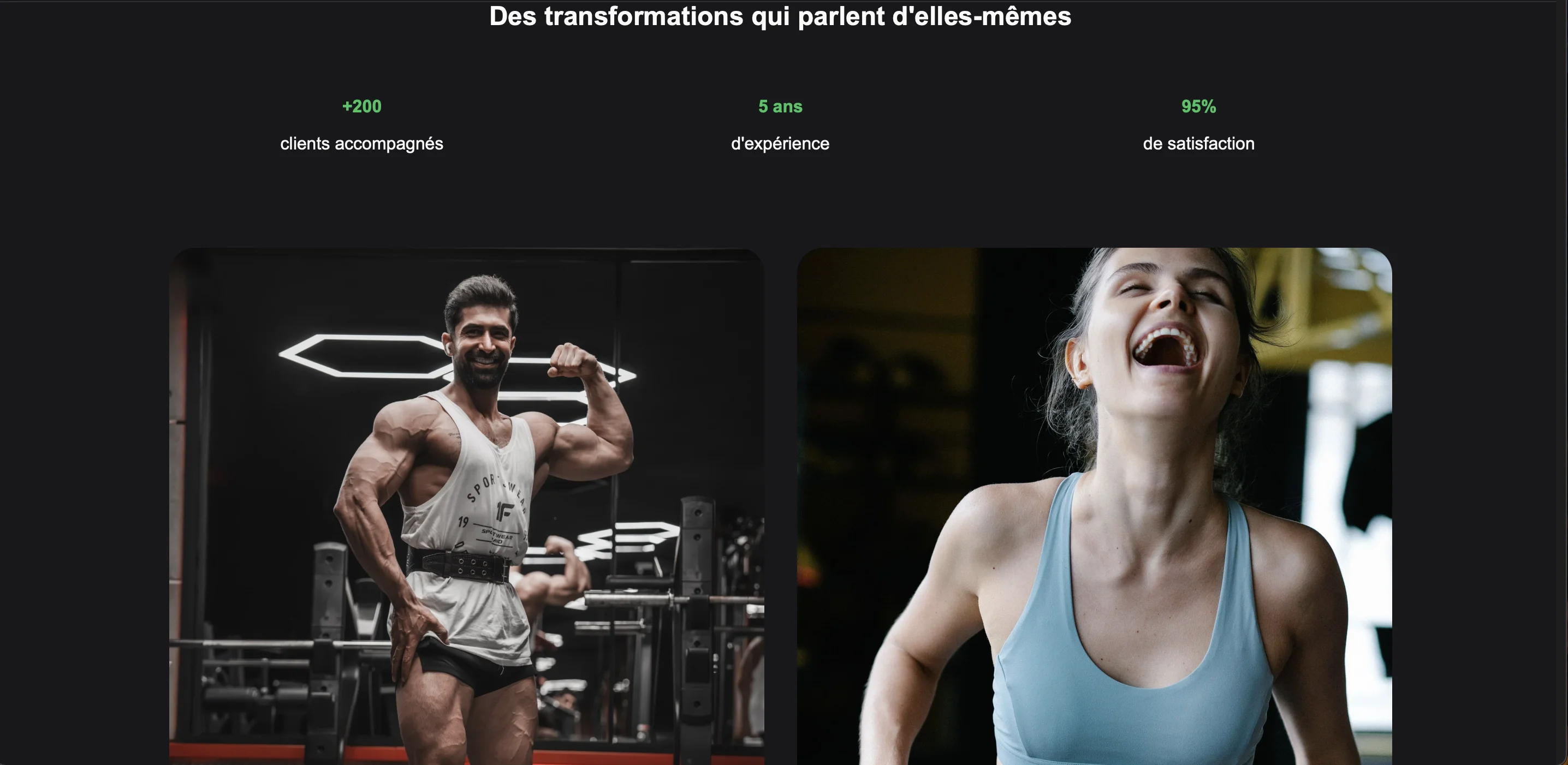 Fit Core - section Des résultats visibles