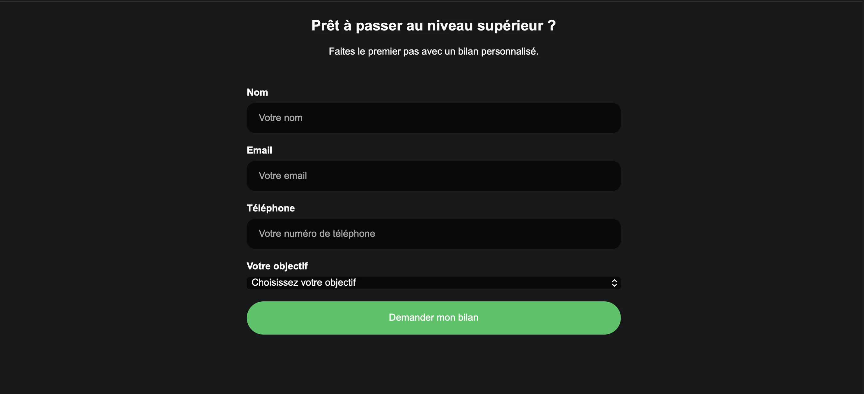 Fit Core - section Prendre rendez-vous