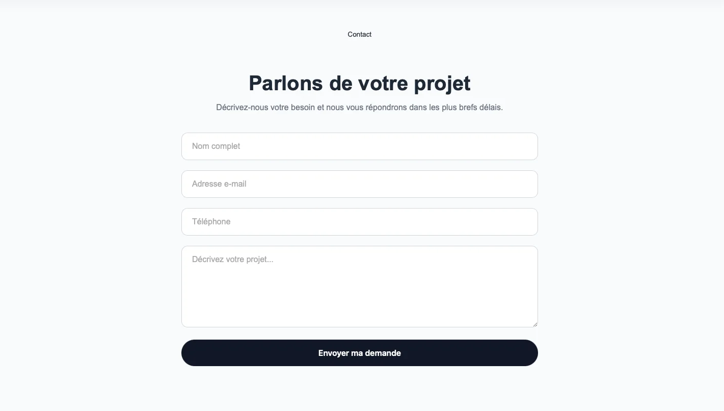 Quote Flow - section Demande de devis